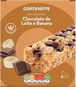 CONTINENTE BARRAS DE CEREAIS CHOCOLATE DE LEITE E BANANA