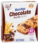 HACENDADO (MERCADONA) Barritas de chocolate leite