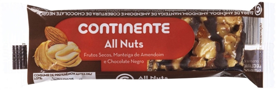 CONTINENTE ALL NUTS FRUTOS SECOS, MANTEIGA DE AMENDOIM E CHOCOLATE NEGRO